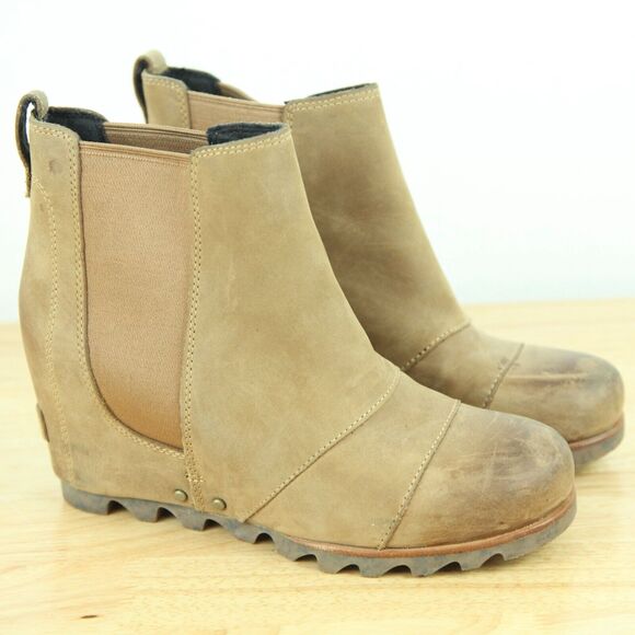 Sorel Shoes - Sorel Lea Wedge Boots Joan of Arctic Womens 8 Brown Leather Ankle Booties Shoes